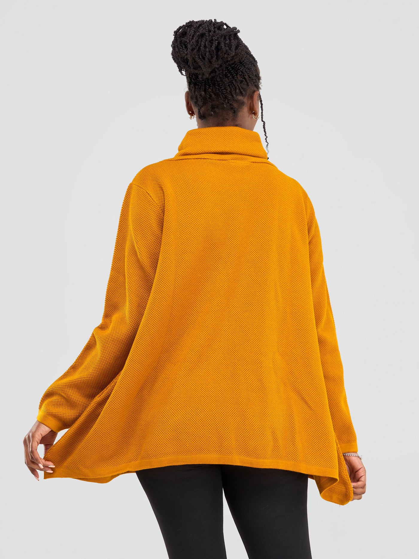 Vivo Cowl Neck Knit Sweater - Mustard - Shopzetu