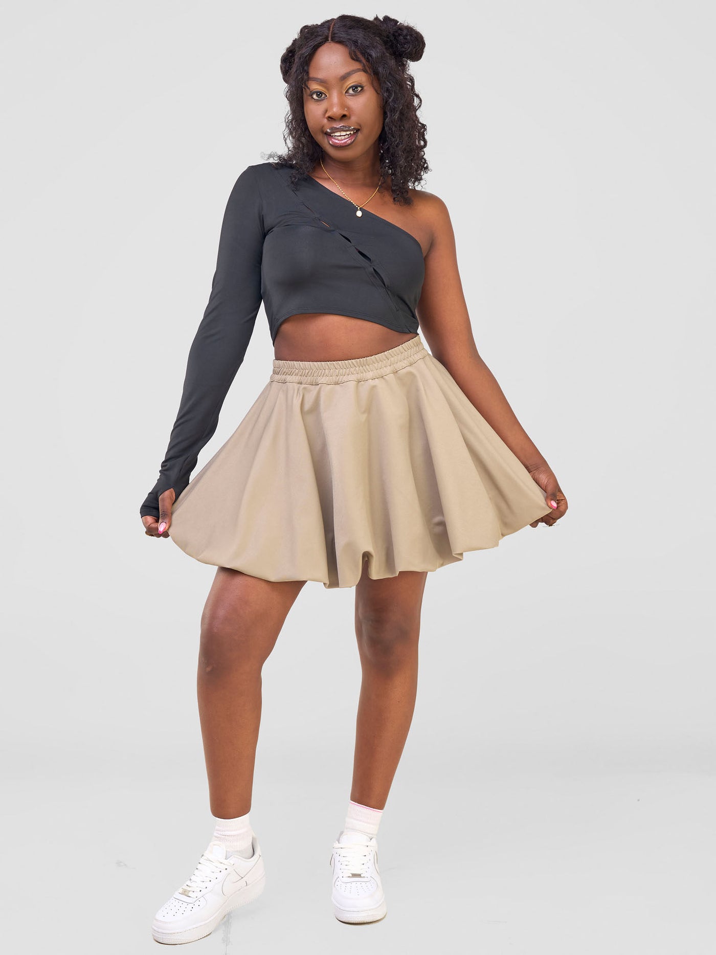 Zoya Temo Bubble Mini Skirt - Taupe