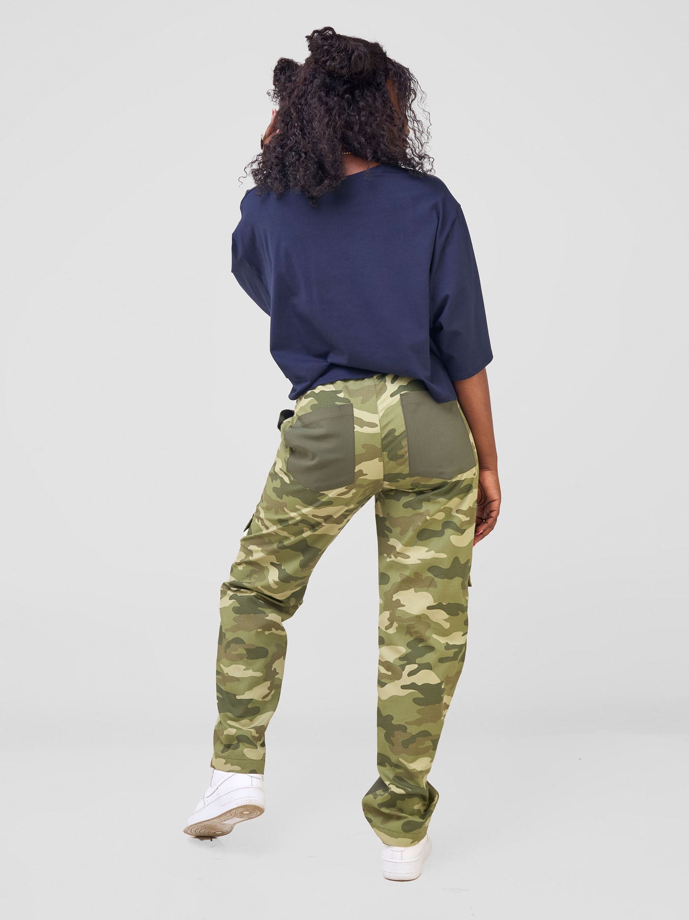 Zoya Temo Crop T- Shirt - Navy / Green Camo