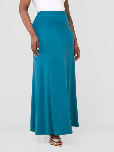 Basic A-line Maxi Skirt -Teal