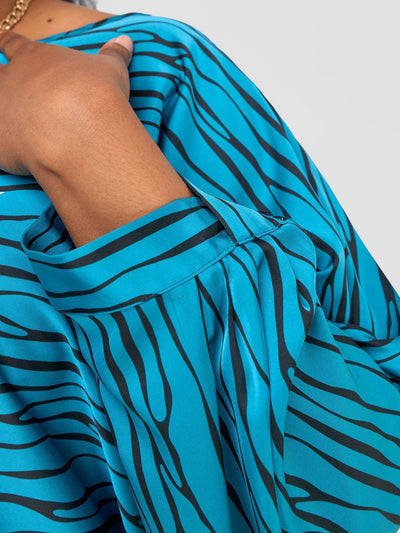 Vivo Chidii Batwing Top - Teal / Black Sidi Print - Shopzetu