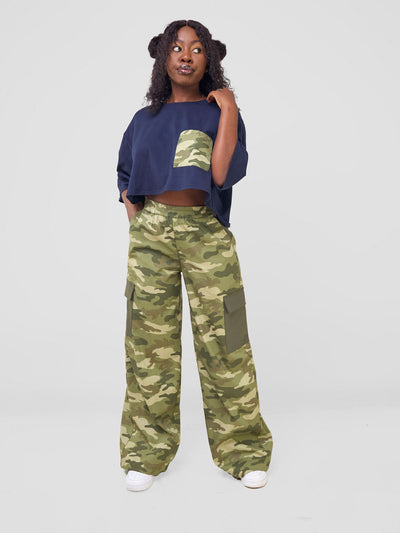 Zoya Temo Straight Leg Pants - Camo Green