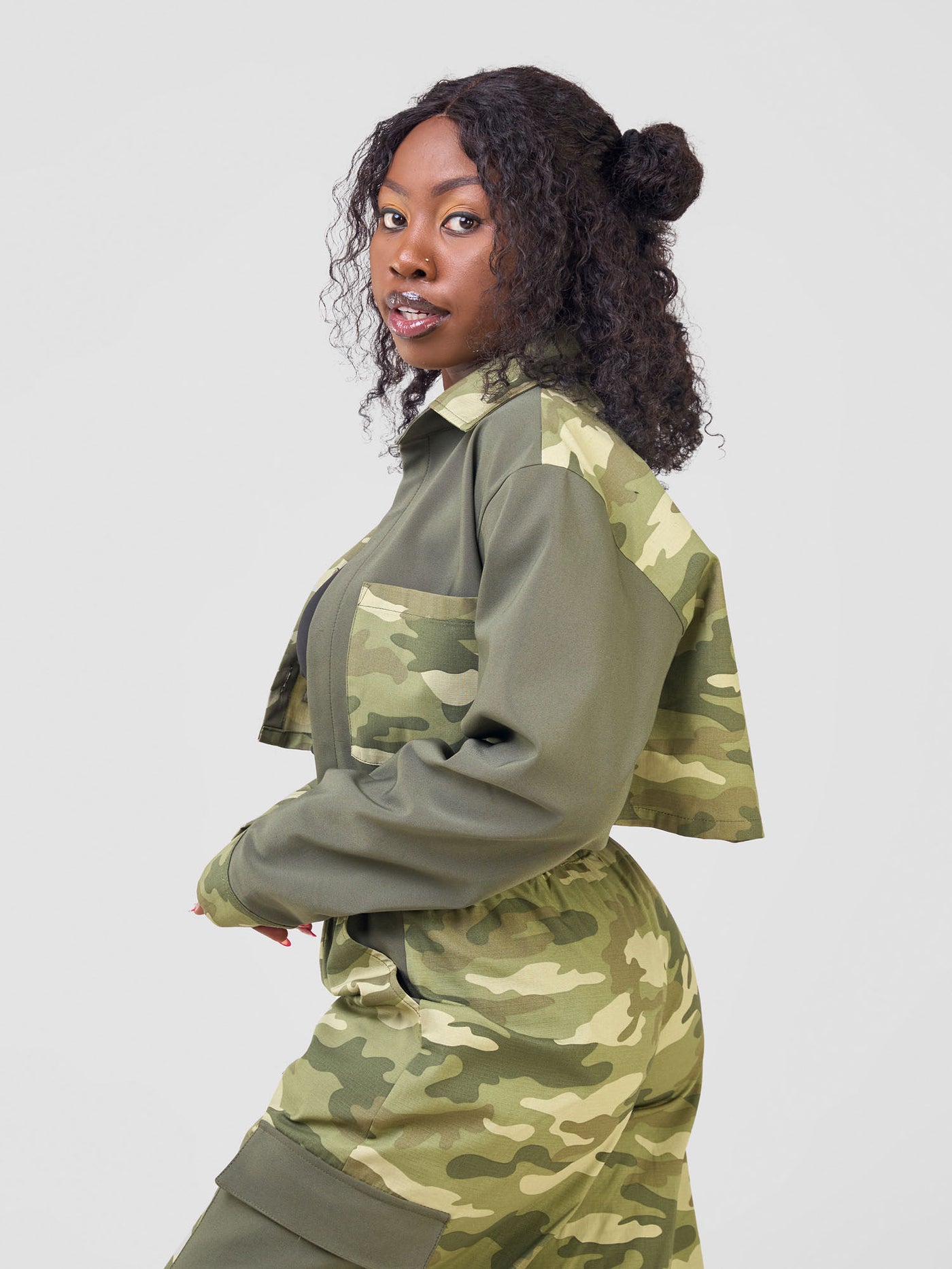 Zoya Temo Cropped Jacket - Green Camo