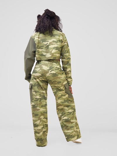 Zoya Temo Straight Leg Pants - Camo Green