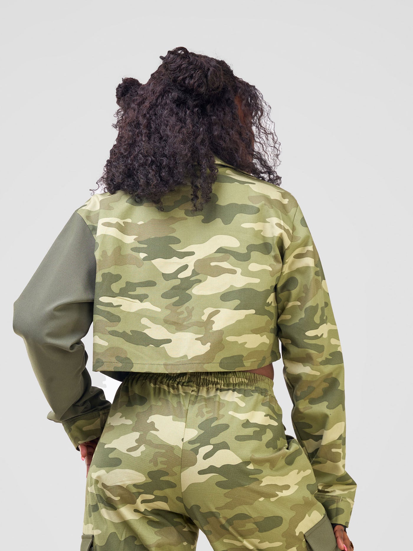 Zoya Temo Cropped Jacket - Green Camo