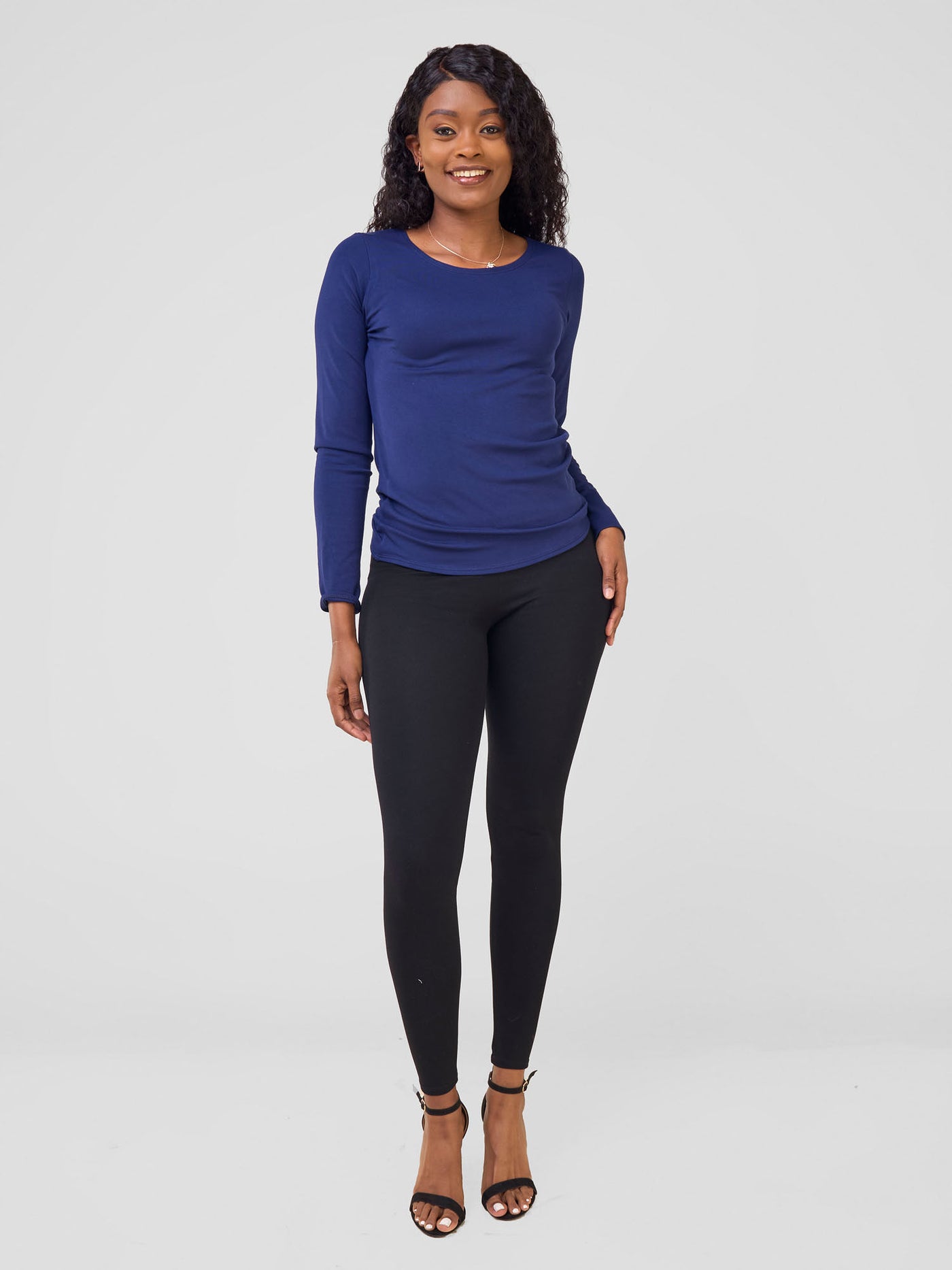 Vivo Val Long Sleeve Sleeve Top - Navy Blue