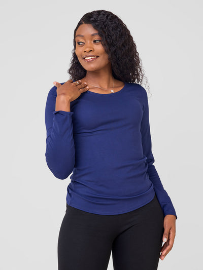 Vivo Val Long Sleeve Sleeve Top - Navy Blue