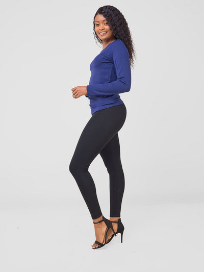 Vivo Val Long Sleeve Sleeve Top - Navy Blue