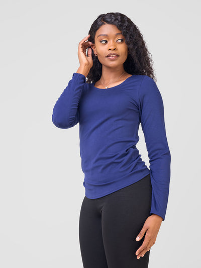 Vivo Val Long Sleeve Sleeve Top - Navy Blue