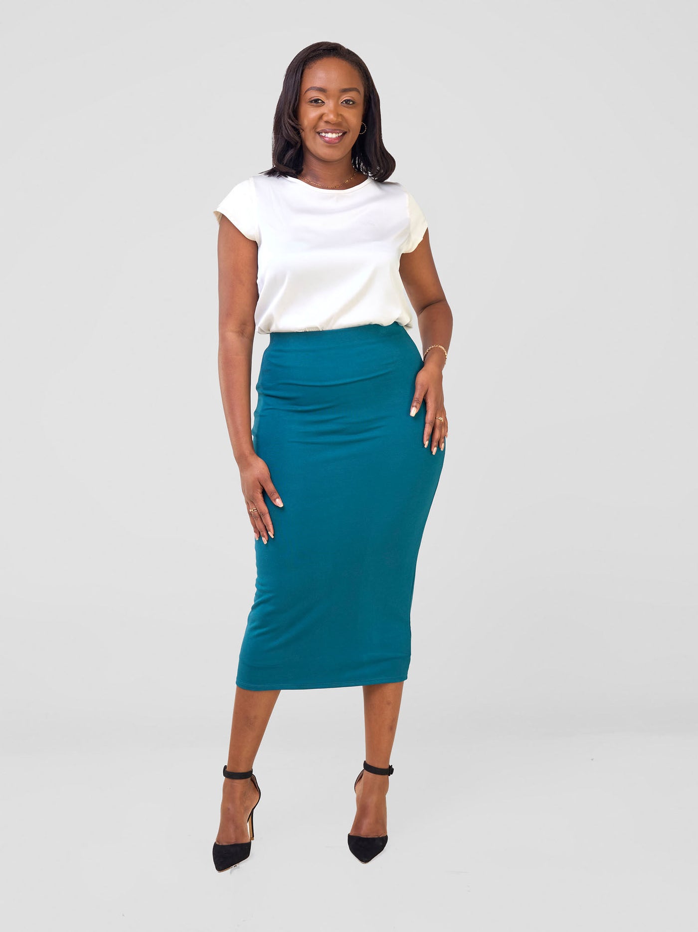 Basic Lined Capri Skirt - Teal Green