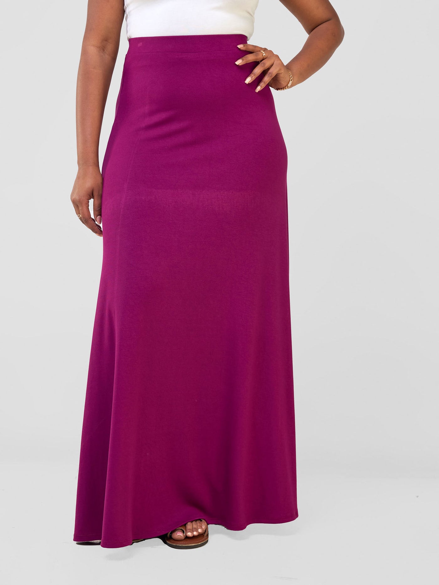 Basic A-line Maxi Skirt - Burgundy