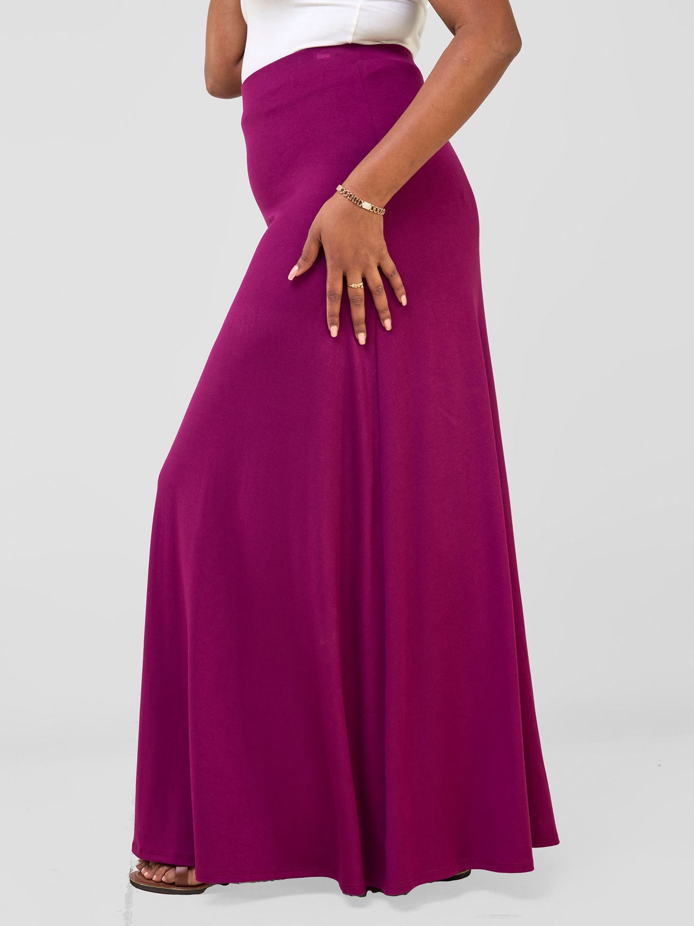 Basic A-line Maxi Skirt - Burgundy