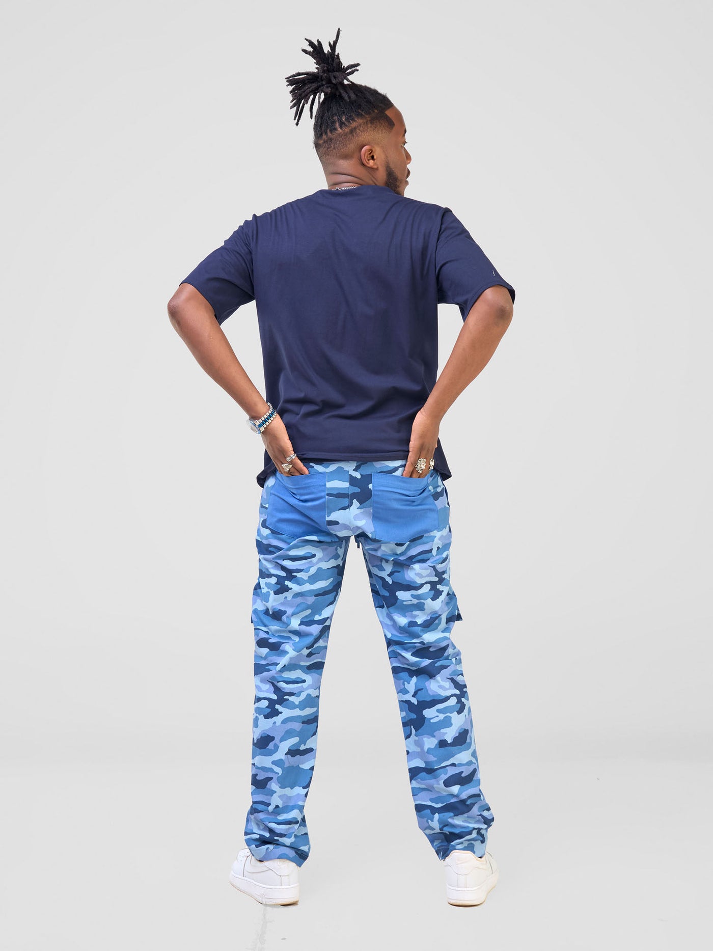 Zoya Temo Men's Patched Straight Leg Pants - Blue Camo / Blue