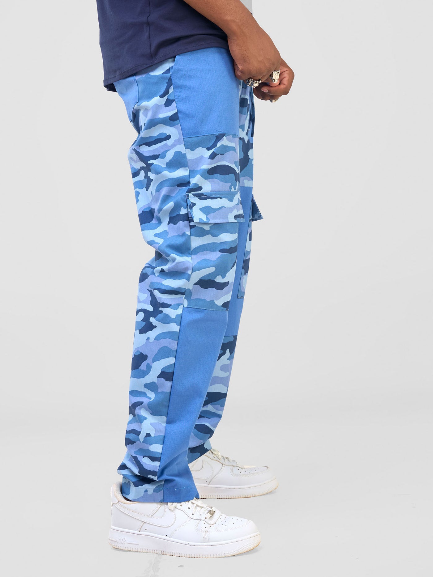 Zoya Temo Men's Patched Straight Leg Pants - Blue Camo / Blue