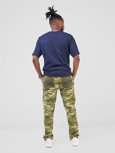 Zoya Temo Mens Short Sleeve T-shirt - Navy / Green Camo