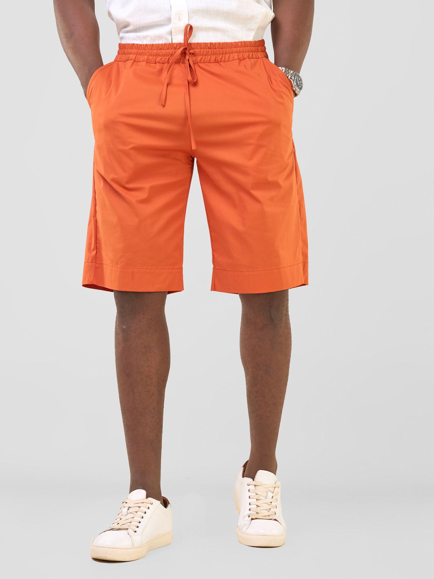 Njano Men's Knee Length Shorts - Rust