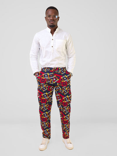 Njano Men's Straight Leg Pants - Jura Print - Shopzetu