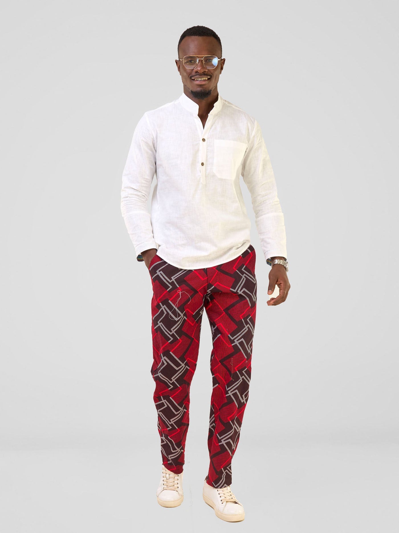 Njano Men's Straight Leg Pants - Obu Print - Shopzetu