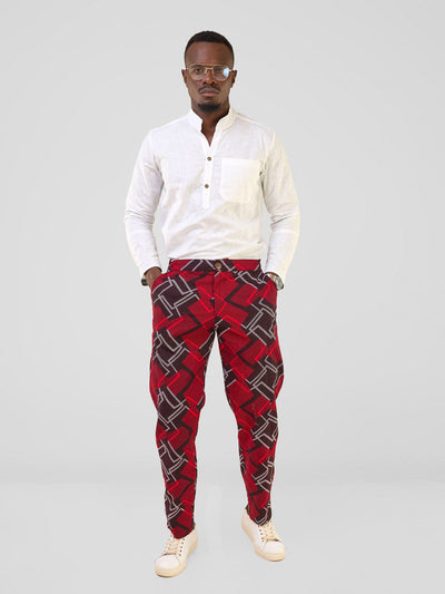 Njano Men's Straight Leg Pants - Obu Print - Shopzetu