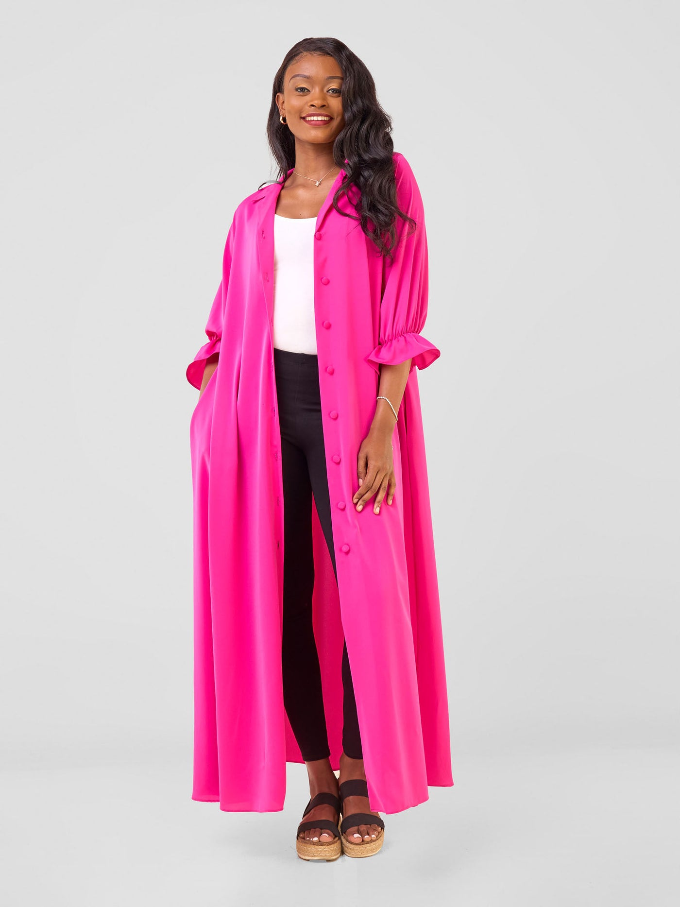 Vivo Hadiya Flounce Sleeve Maxi - Pink