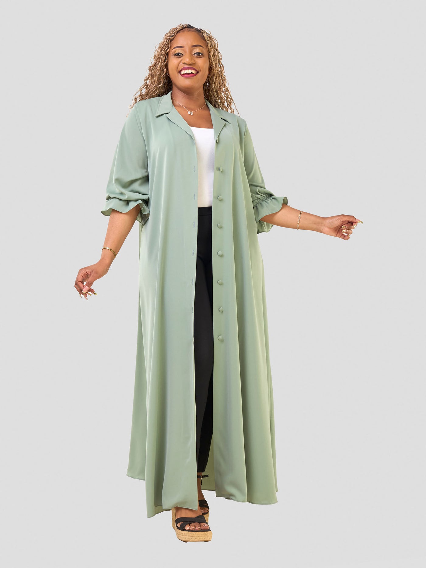 Hadiya Flounce Sleeve Maxi - Olive