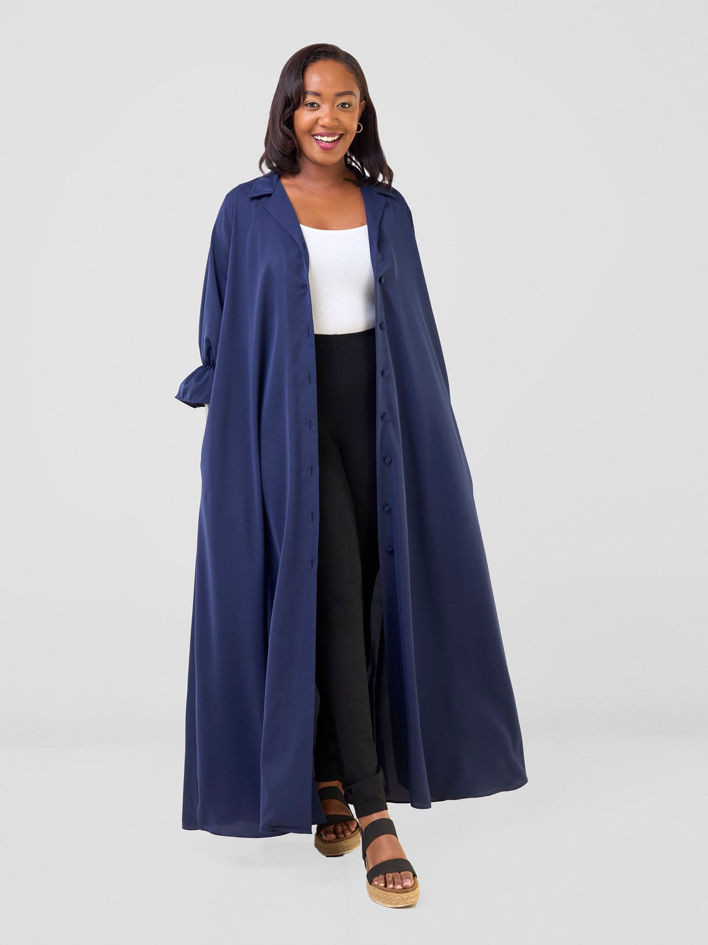 Hadiya Flounce Sleeve Maxi - Navy Blue