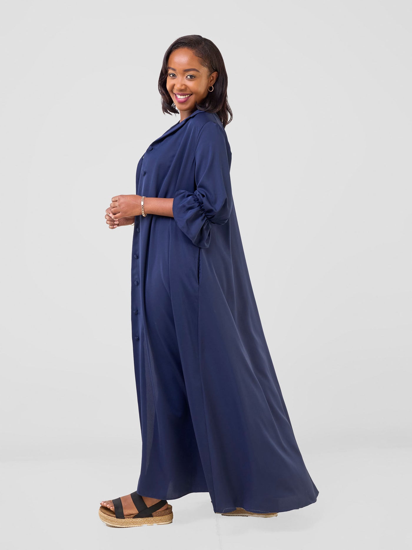 Vivo Hadiya Flounce Sleeve Maxi - Navy Blue