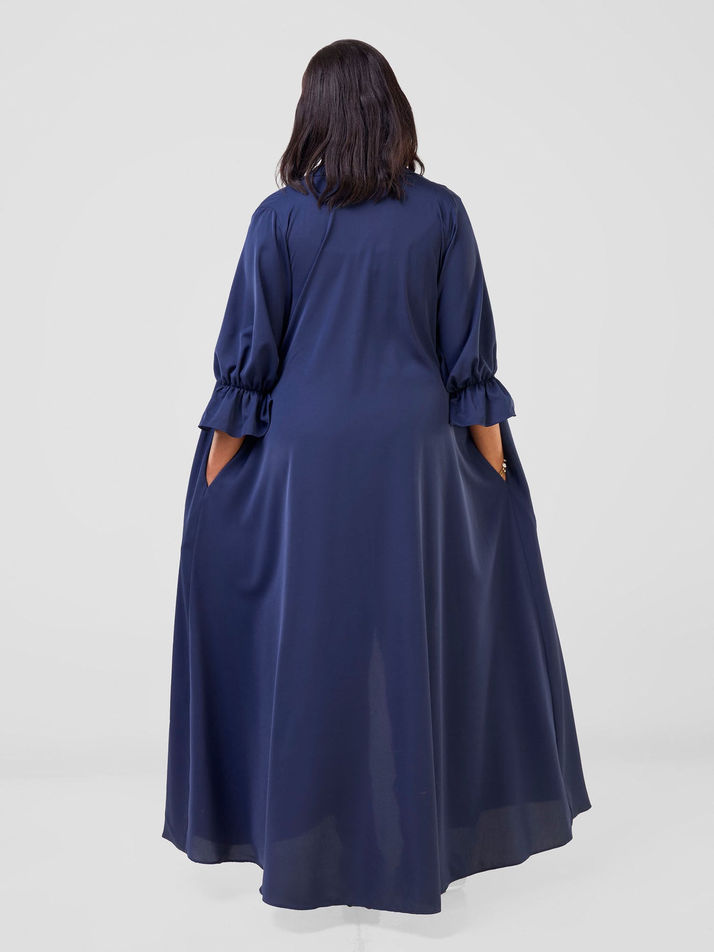 Hadiya Flounce Sleeve Maxi - Navy Blue