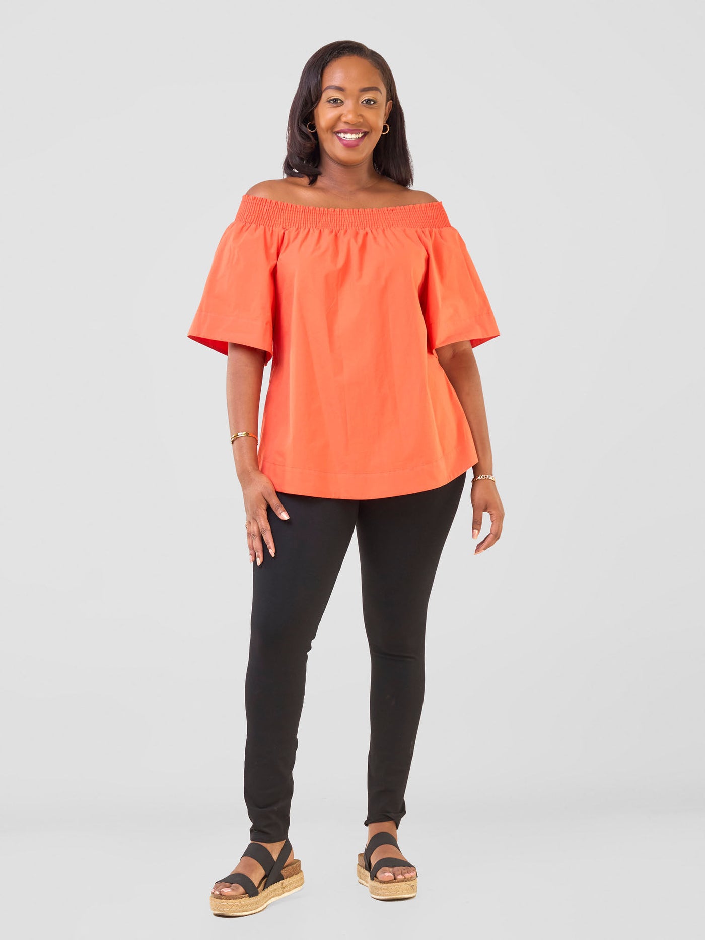 Zene Off Shoulder Top - Dark Orange