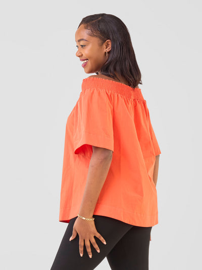 Zene Off Shoulder Top - Dark Orange