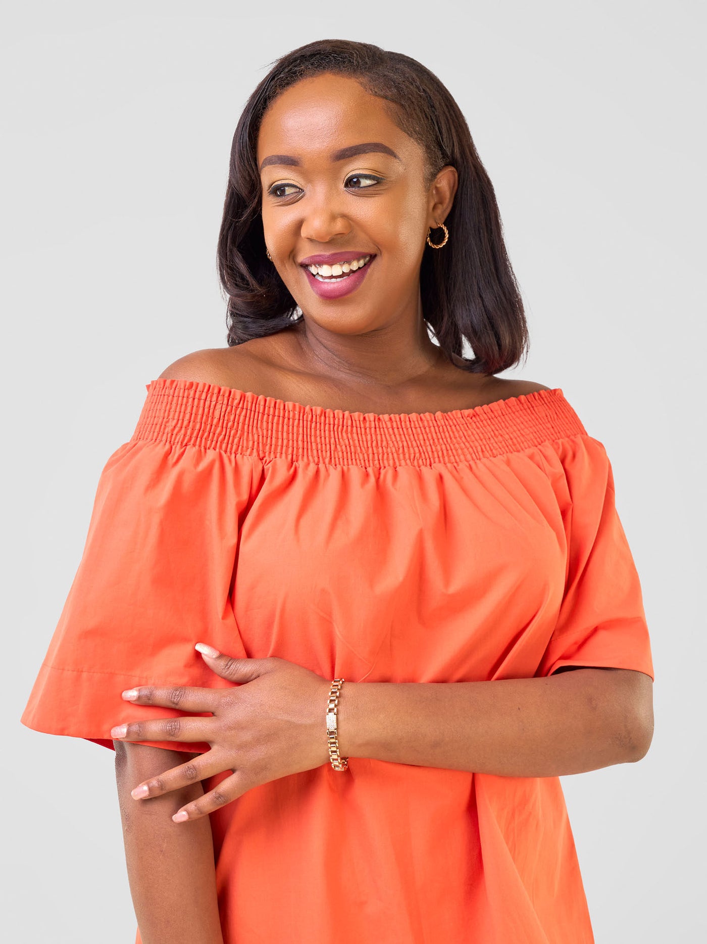 Zene Off Shoulder Top - Dark Orange