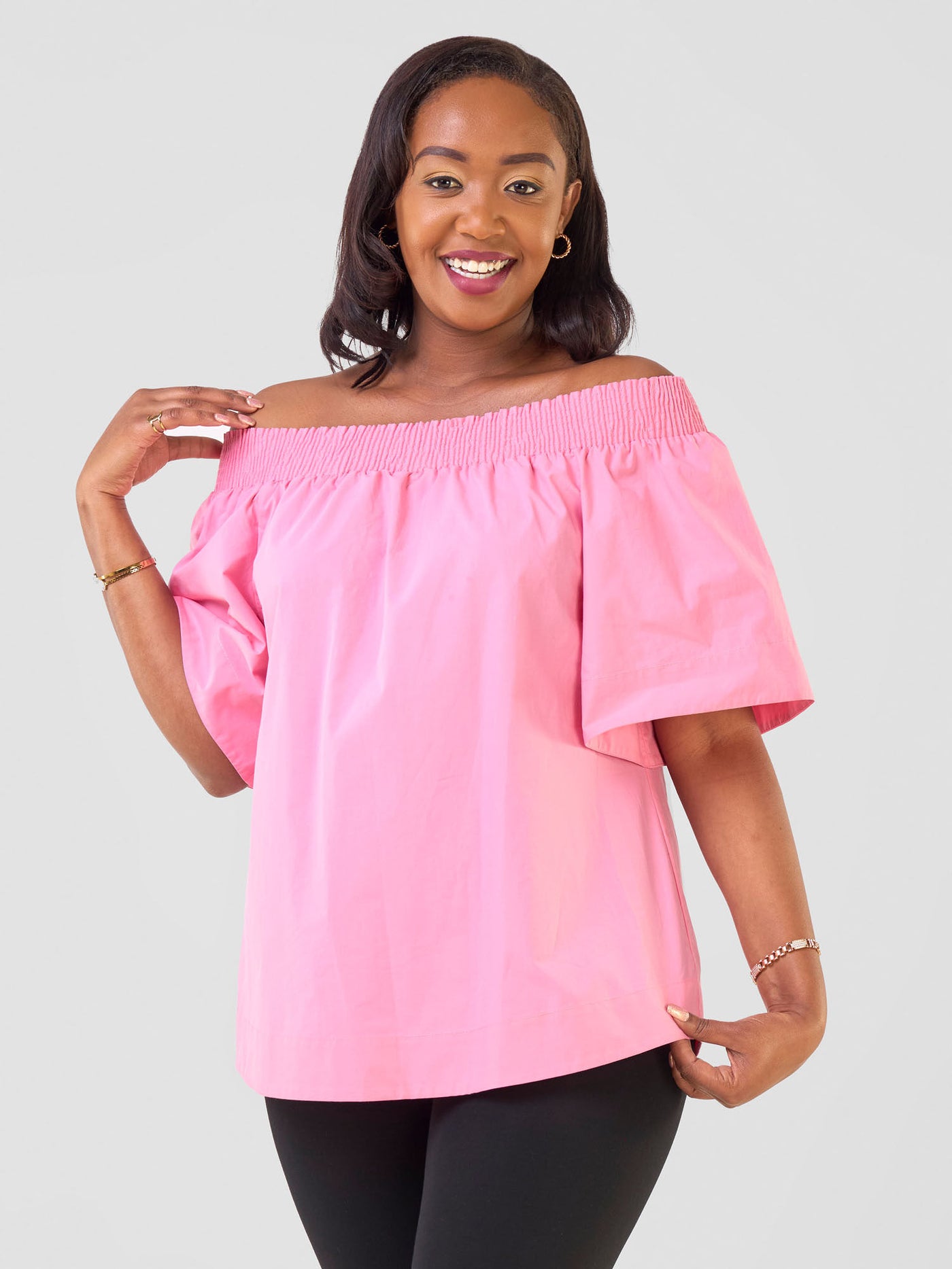 Zene Off Shoulder Top - Pink