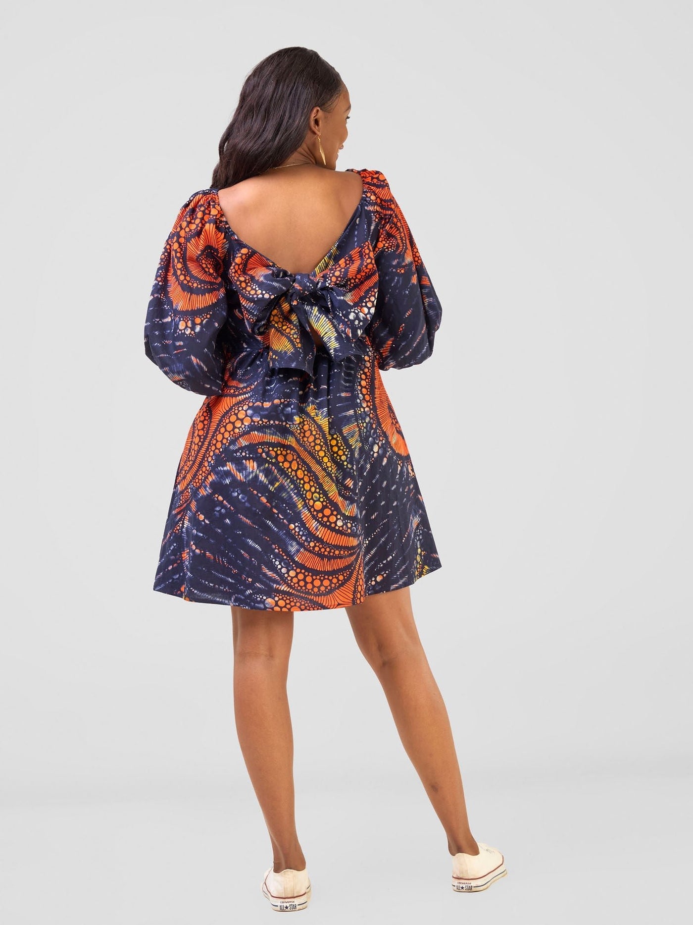 Safari Njano Front Tie Dress - Sai Print - Shopzetu