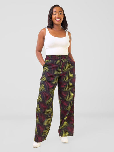 Safari Njano Wide Leg Pants - Shama Print - Shopzetu