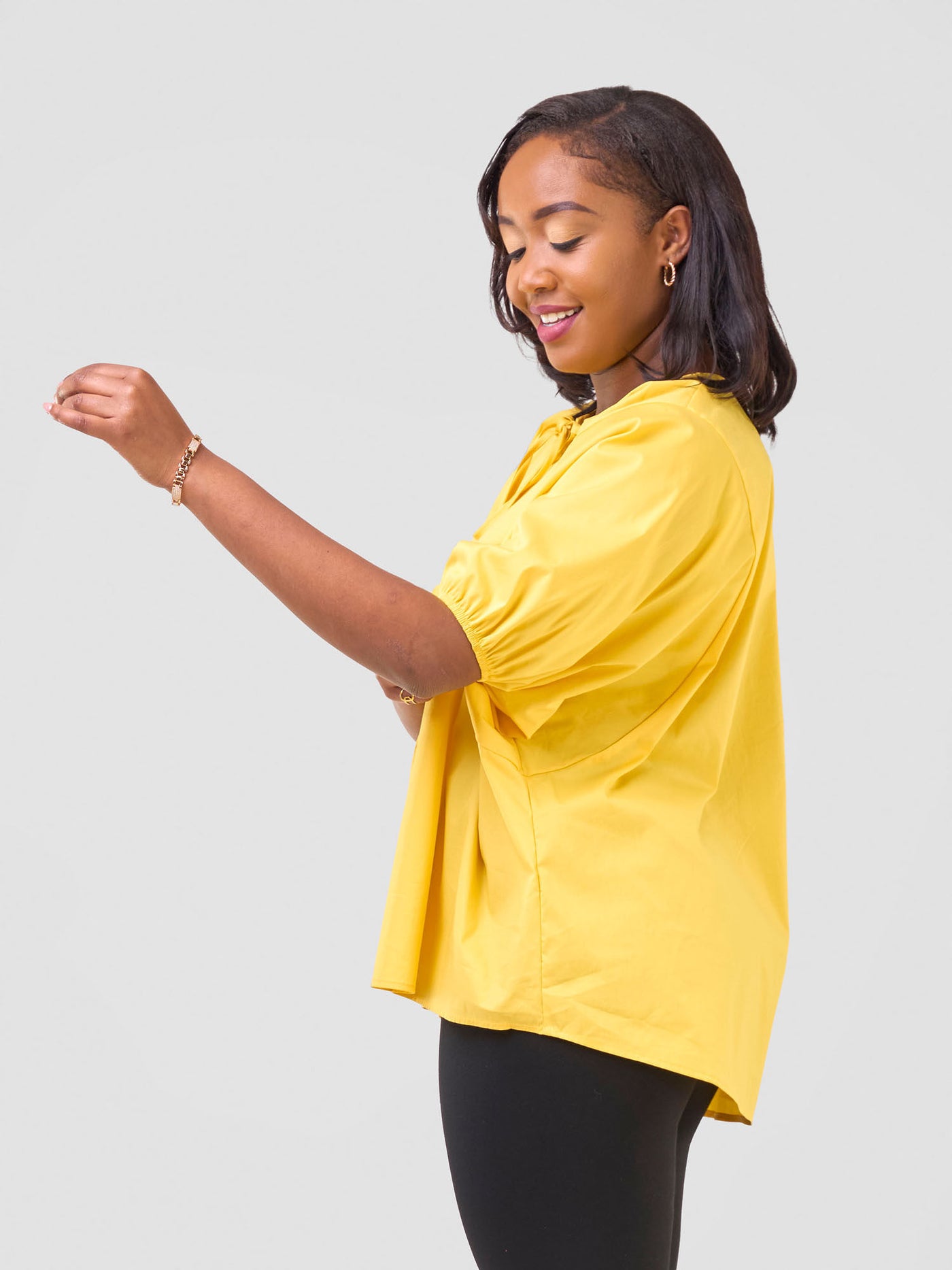 Njano Tie Front Wide Top - Mustard