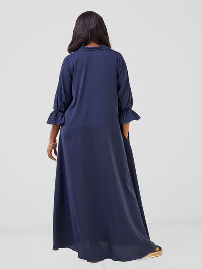 Vivo Hadiya Flounce Sleeve Maxi - Navy Blue