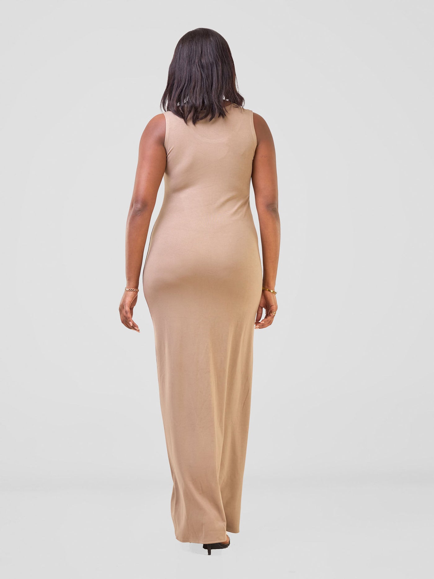 Basic Straight Maxi Dress - Taupe