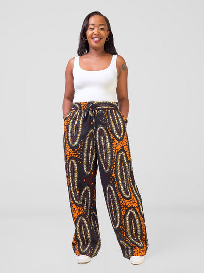 Safari Njano Wide Leg Pants - Neba Print - Shopzetu