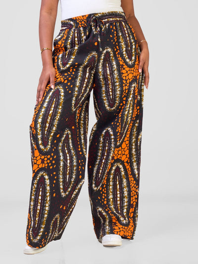 Safari Njano Wide Leg Pants - Neba Print - Shopzetu