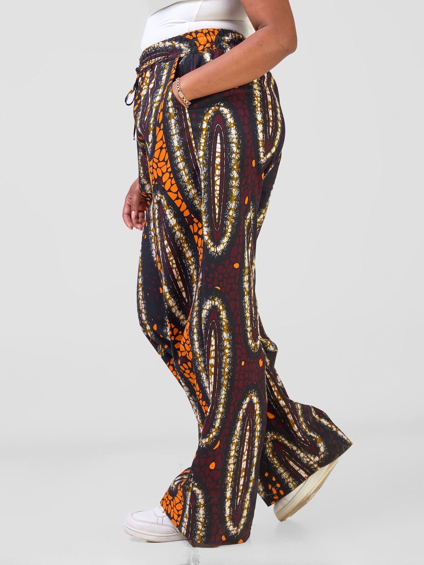 Safari Njano Wide Leg Pants - Neba Print - Shopzetu