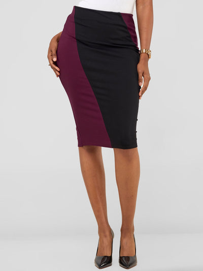 Tatari Panelled Skirt - Burgundy / Black