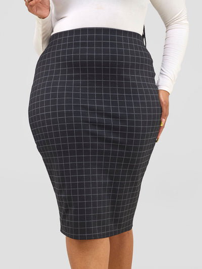 Paji Pencil Skirt - Black Checkered Print