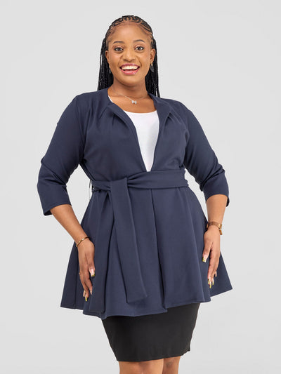 Vivo Tatari Knee Length Coat - Navy Blue