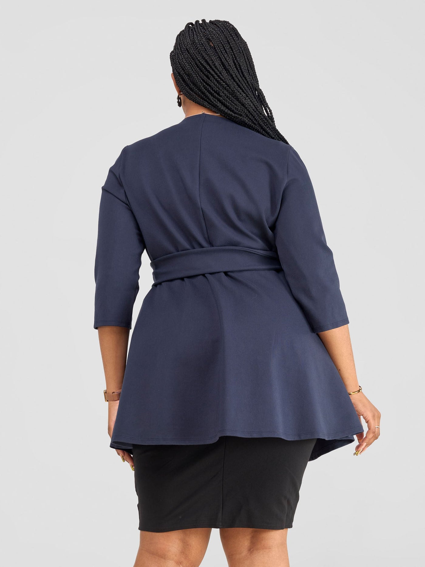 Vivo Tatari Knee Length Coat - Navy Blue