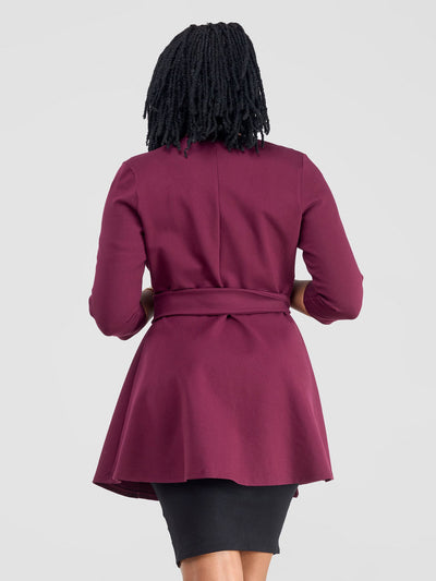 Vivo Tatari Knee Length Coat - Burgundy