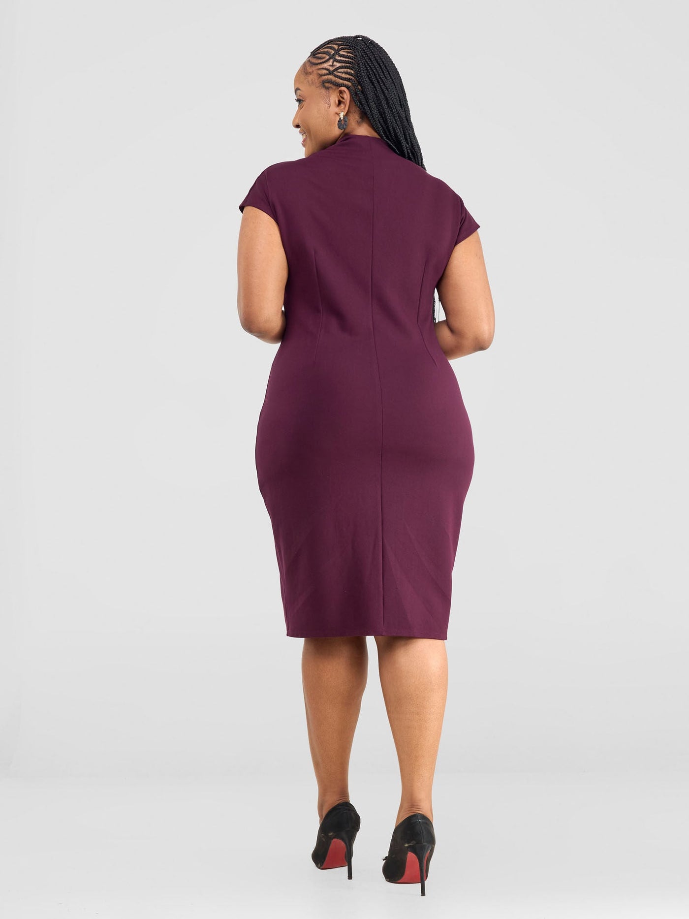 Vivo Tatari Dropped Shoulder Sheath Dress - Burgundy - Shopzetu