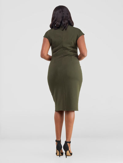 Tatari Dropped Shoulder Sheath Dress - Hunters Green