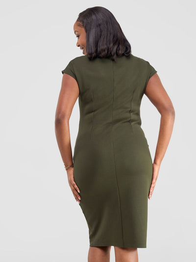 Vivo Tatari Dropped Shoulder Sheath Dress - Hunters Green