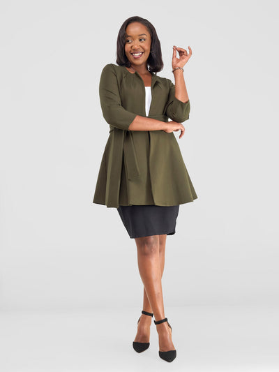 Tatari Knee Length Coat - Hunters Green