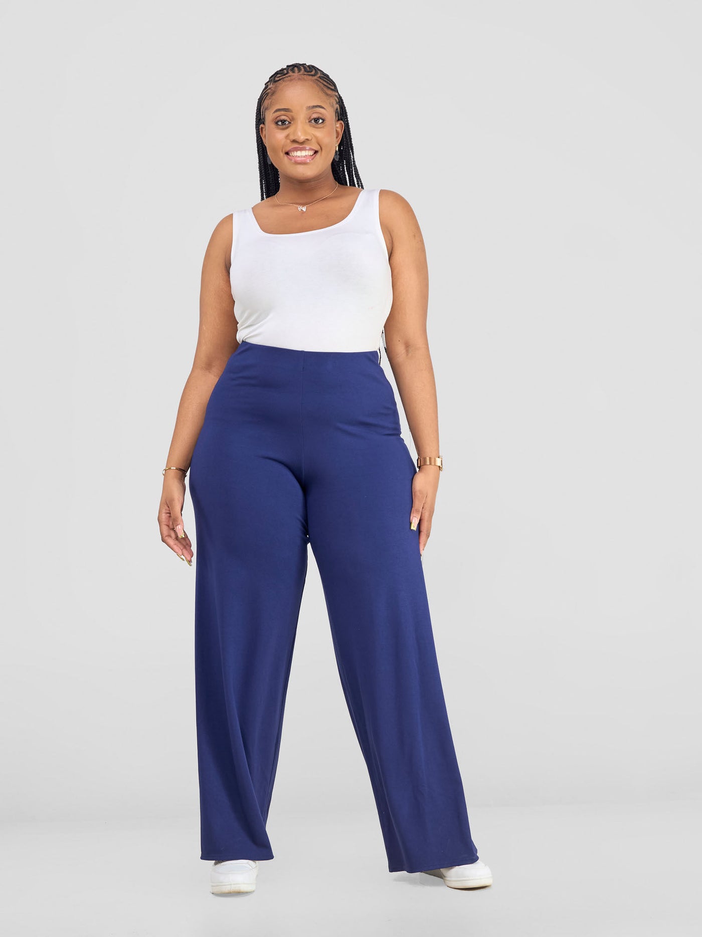 Vivo Basic Palazzo Pants  - Navy Blue